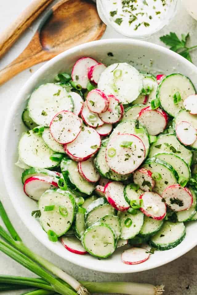 Radish and Cucumber Salad with Garlic-Yogurt Dressing