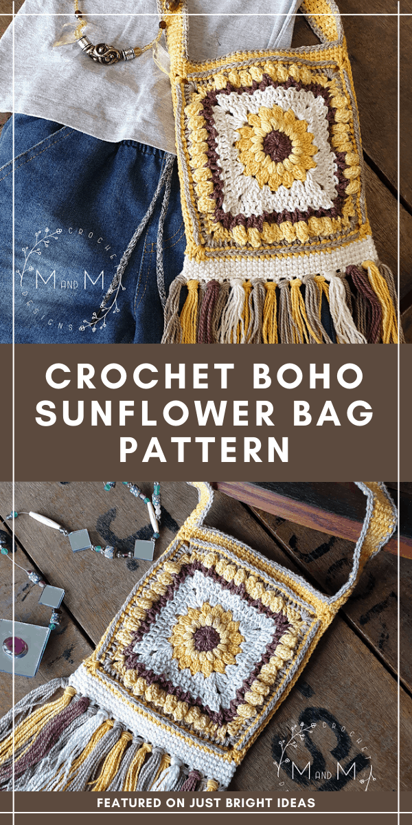 This fabulous sunflower bag with its boho style is a free crochet pattern - click through to grab the get