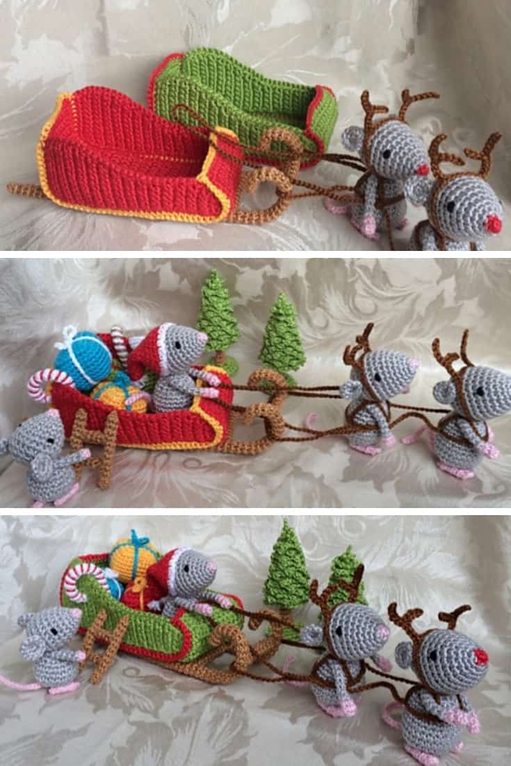 Crochet Christmas Mice Decorations