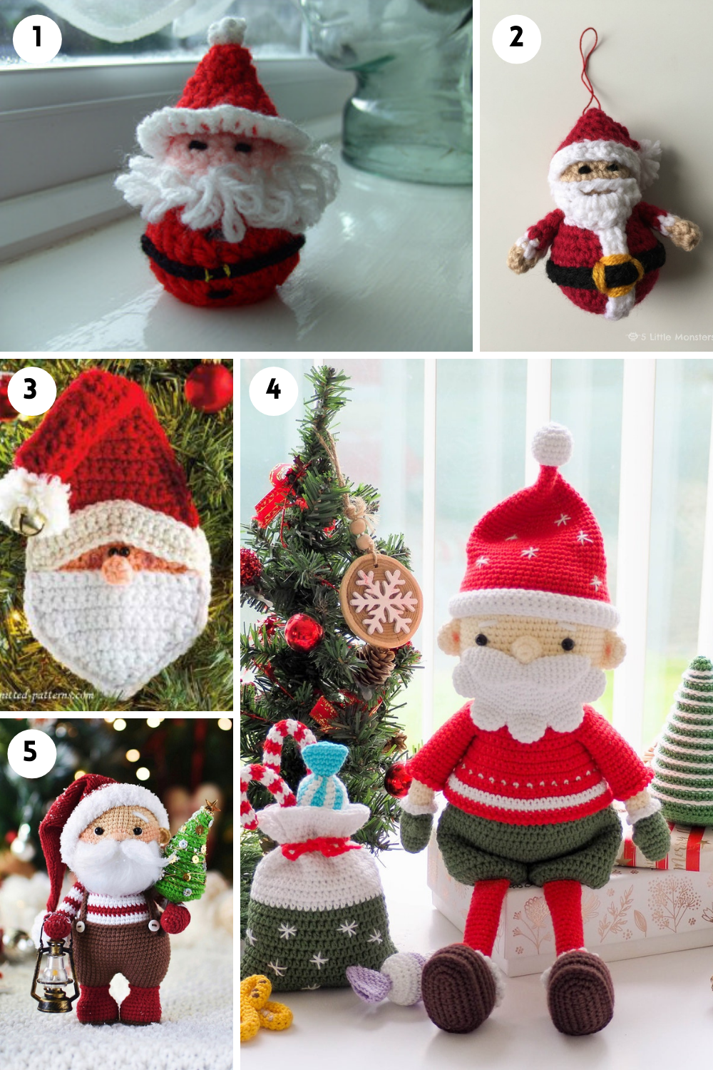 Crochet Christmas Santa Ornaments