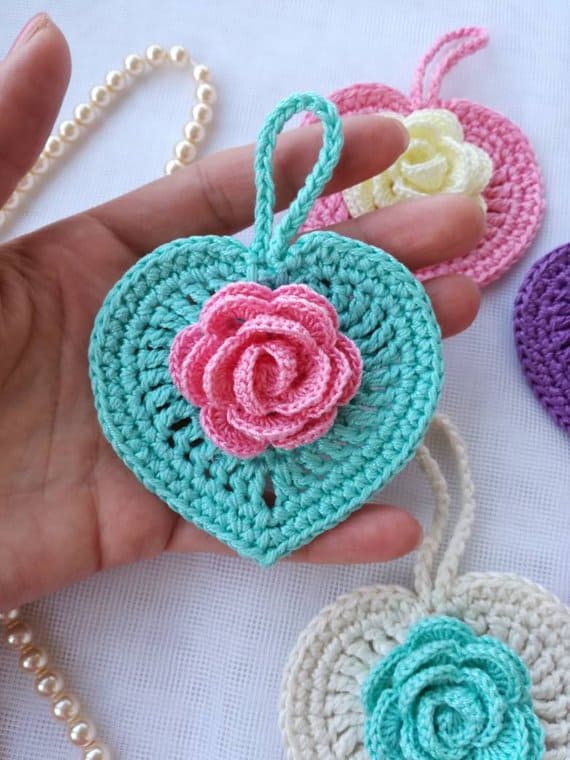 Crochet Flower Heart Pattern