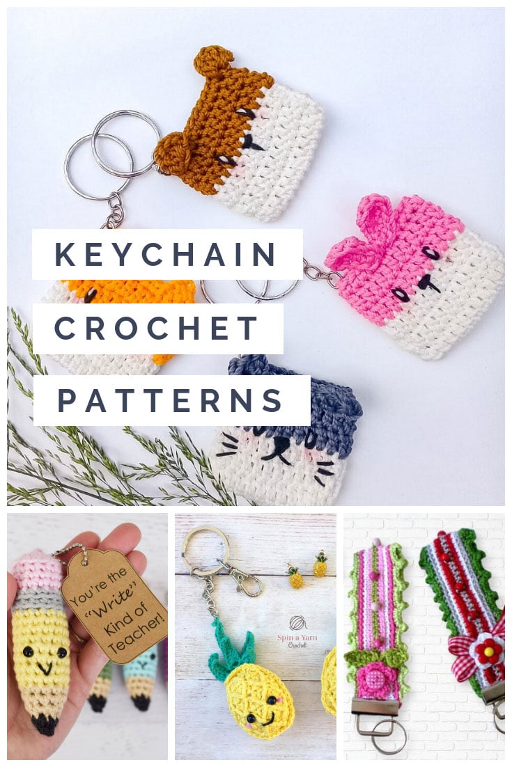 These crochet keychain patterns are great scrap busters and make perfect stocking stuffers too!