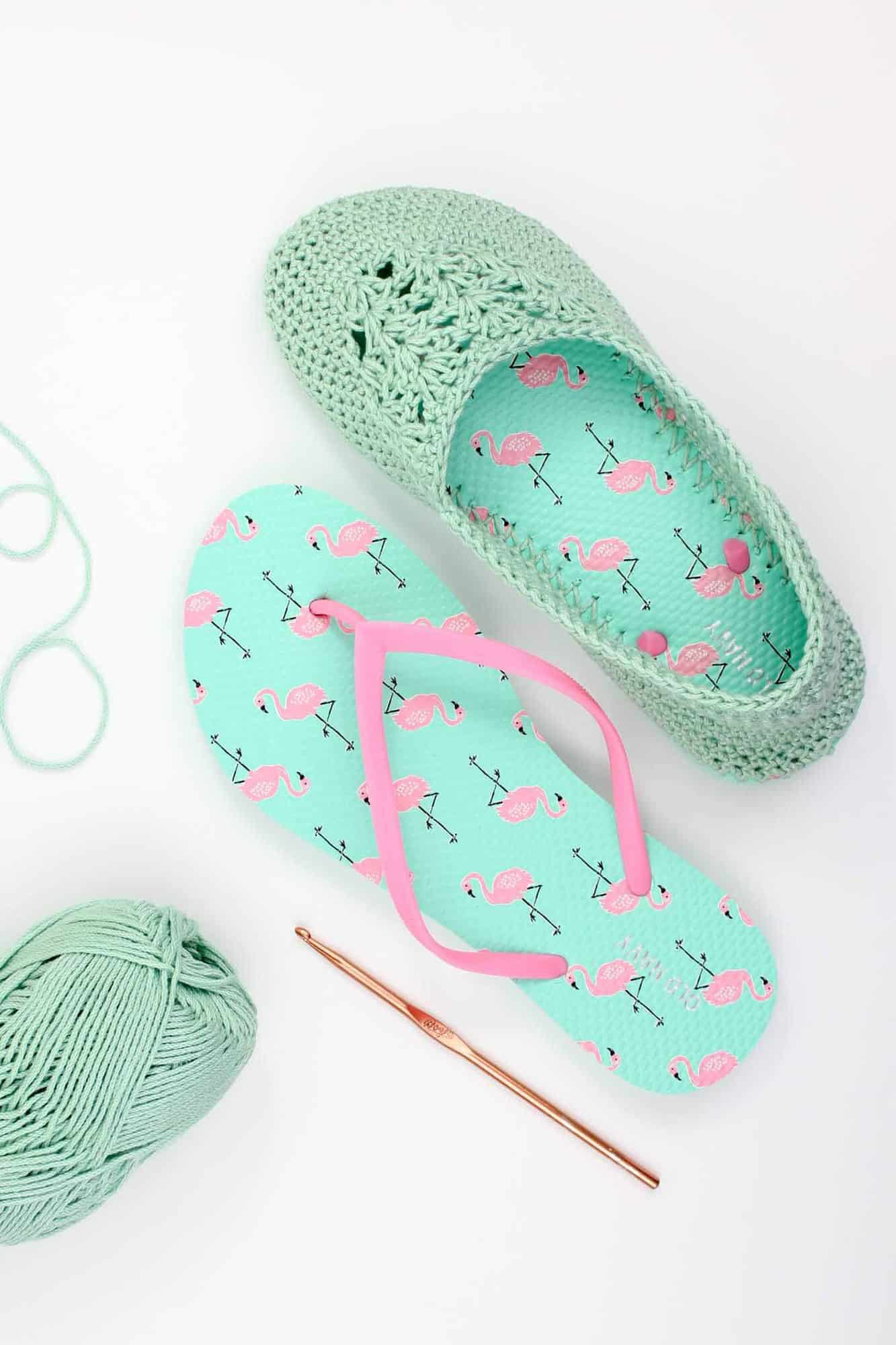 Crochet Slippers with Flip Flop Soles