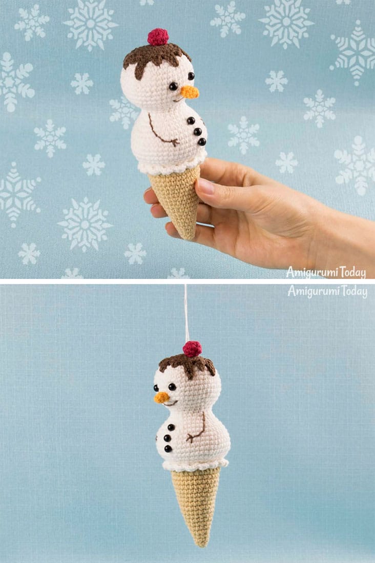 Crochet ice Cream Snowman Pattern