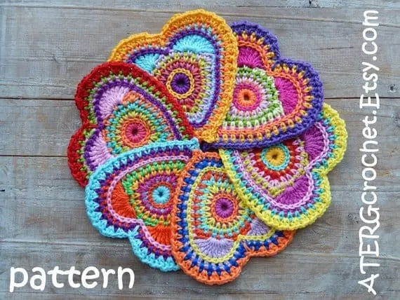 Colourful Crochet Heart Pattern