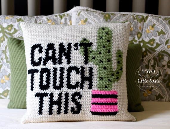 Crochet Cactus Can't Touch This Pillow