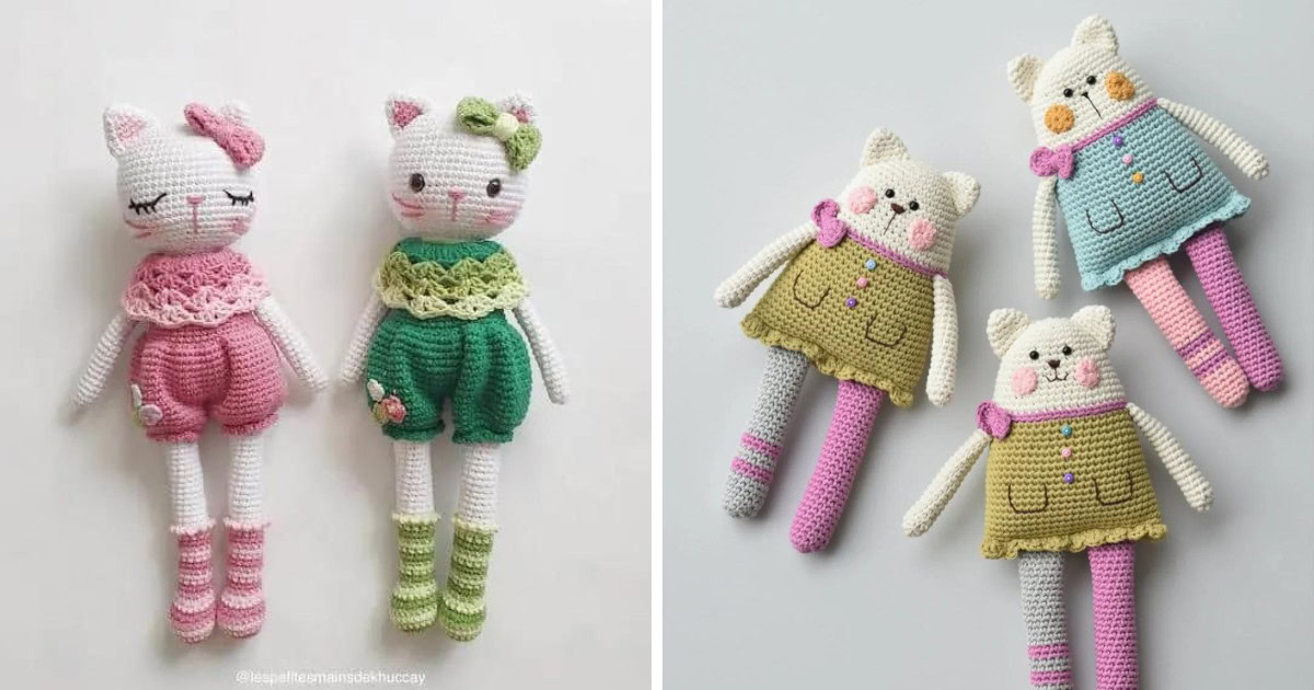 Adorable cats in clothes crochet patterns