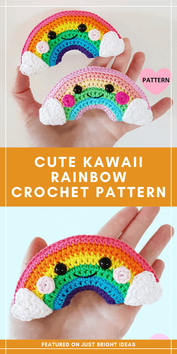 This sweet little rainbow kawaii crochet pattern fits in the palm of your hand and makes a fabulous handmade gift or party favour