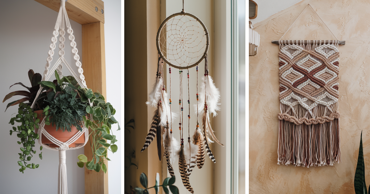 Love the bohemian look? These fun and creative DIY ideas will transform your home into a boho paradise. ✂️🧵 #BohoStyle #DIYHome