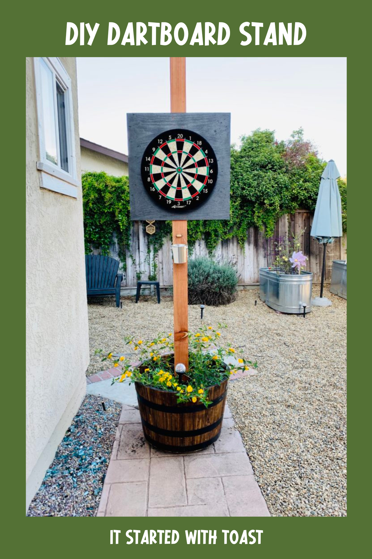 If you love darts but don’t have a place to hang a board, It Started with Toast has you covered! Their guide to building a freestanding dartboard stand is simple and stylish, making it easy to move around your yard. Game on!