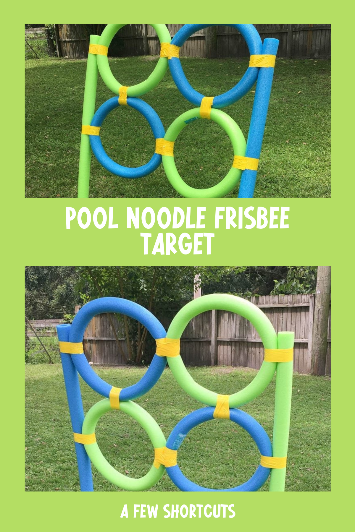 This clever and colorful DIY game from A Few Shortcuts will keep the kiddos busy for hours! Using pool noodles and a few simple supplies, you can set up a frisbee target game in no time. It's perfect for summer afternoons and can be easily stored when not in use.