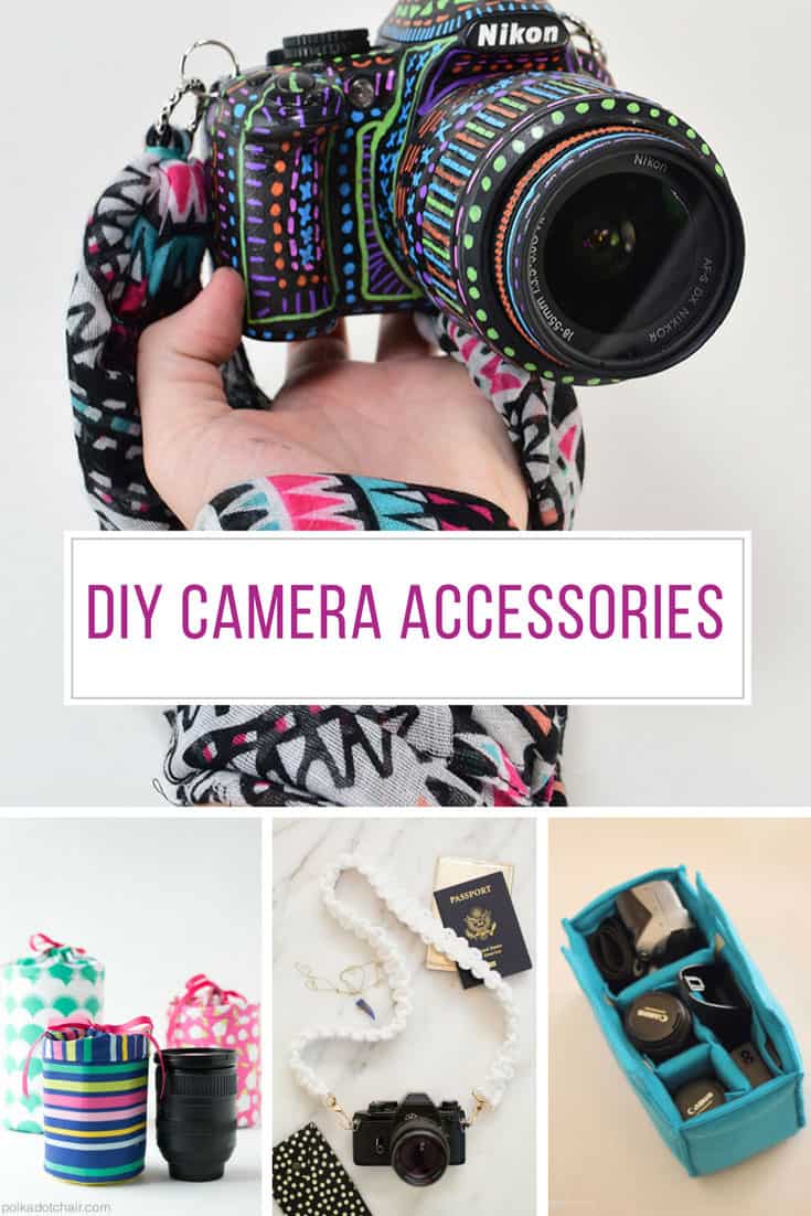 Loving these DIY camera accessories - especially that scarf strap!