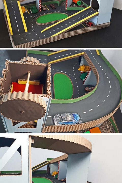 DIY Cardboard Toy Car Parking Garage