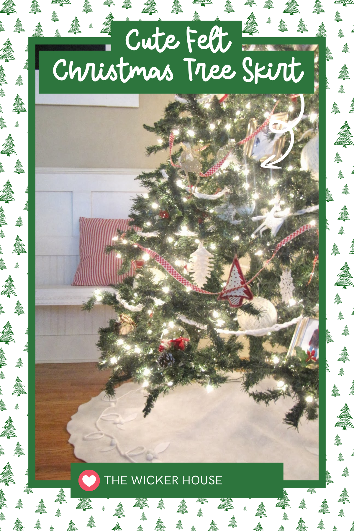 This felt tree skirt is as cute as can be, with a simple design that’s easy to make and customize. Felt is a fantastic fabric for holiday projects because it’s both durable and forgiving, making this skirt a great choice for busy households.