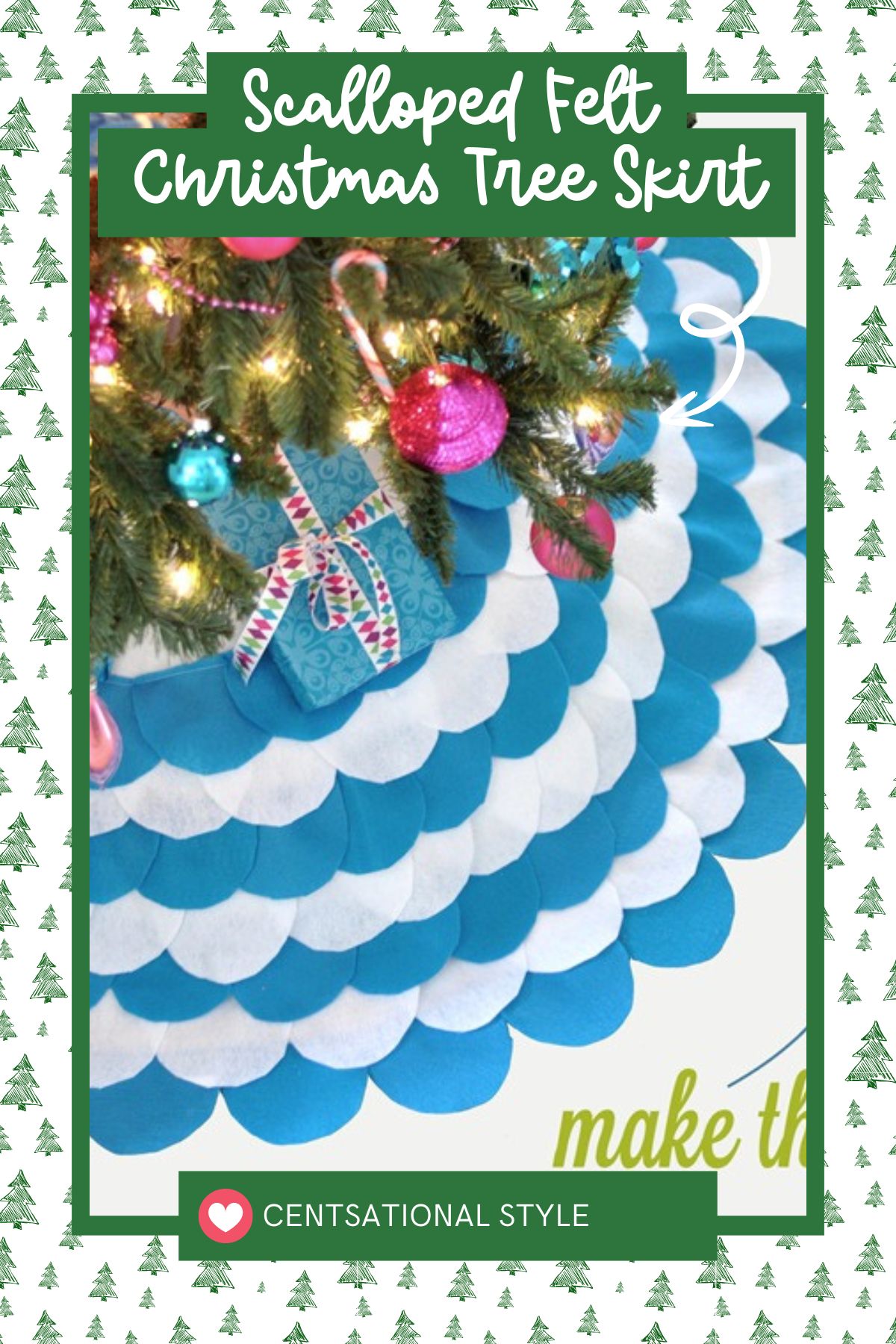 Add some subtle elegance to your tree with this scalloped felt tree skirt. The scalloped edges give it a soft, delicate look that’s both classic and charming. This no-sew project is perfect for those who want to create something beautiful without much hassle.