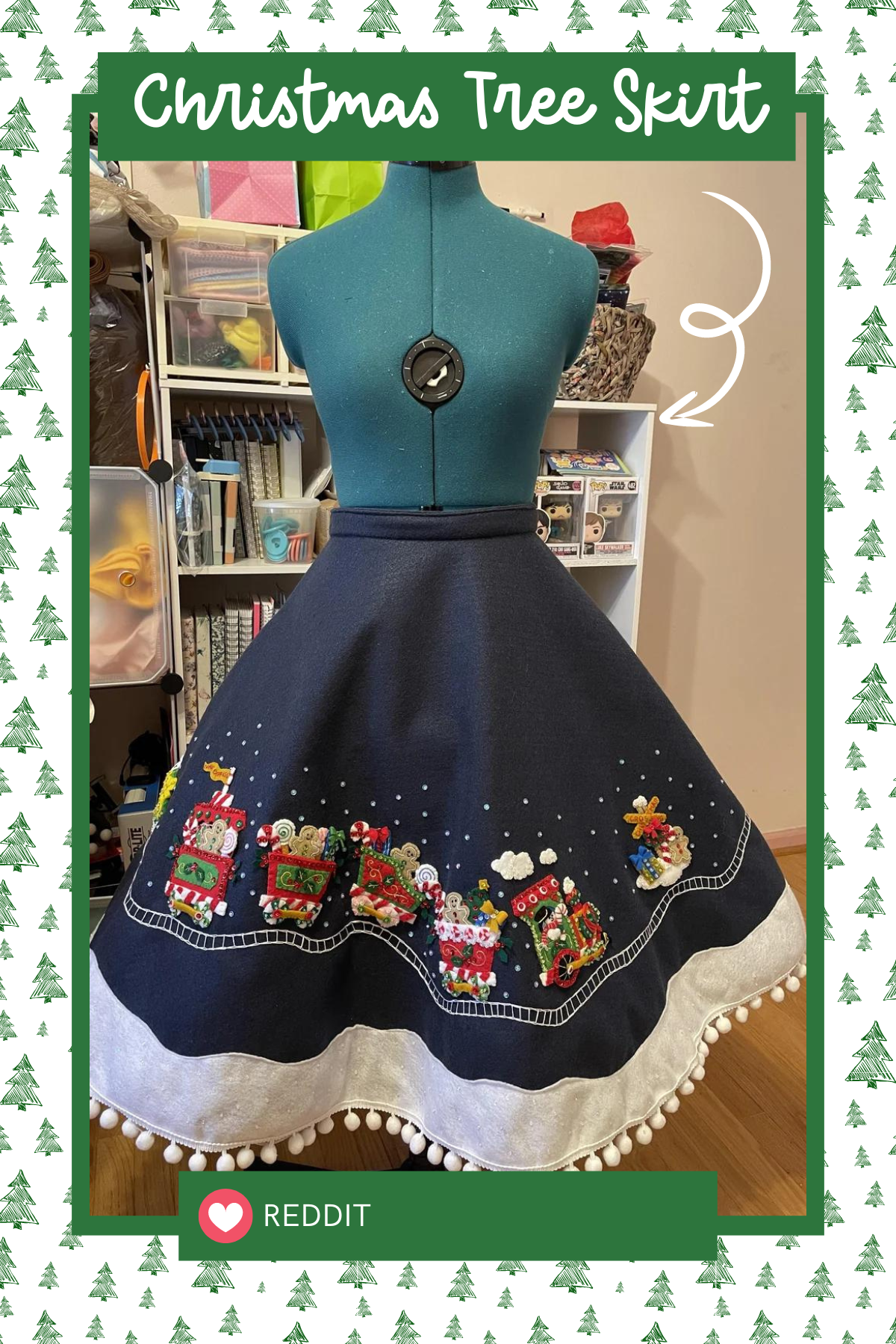 This creative project is exactly what it sounds like—a tree skirt that’s also a skirt! Perfect for the crafty fashionista, this cheeky design brings a playful twist to traditional holiday decor. It’s a fun way to add some DIY fashion flair to your Christmas celebrations!