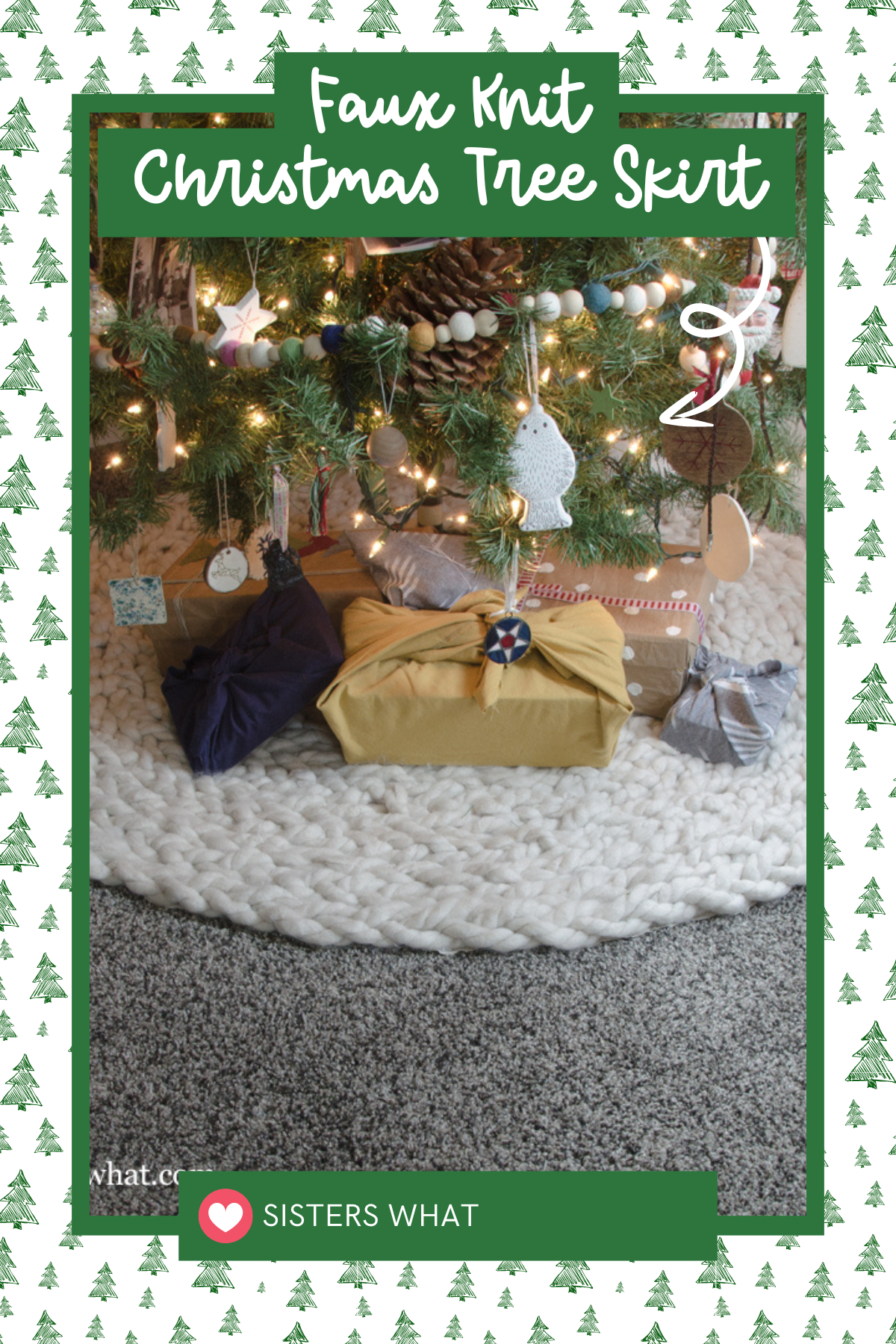 Love the look of knit but don’t have the time (or skill)? This faux knit tree skirt is a clever hack that gives you the cozy appearance of a knitted piece without picking up the needles. It's a quick, no-fuss project that adds a warm, rustic charm to your tree.