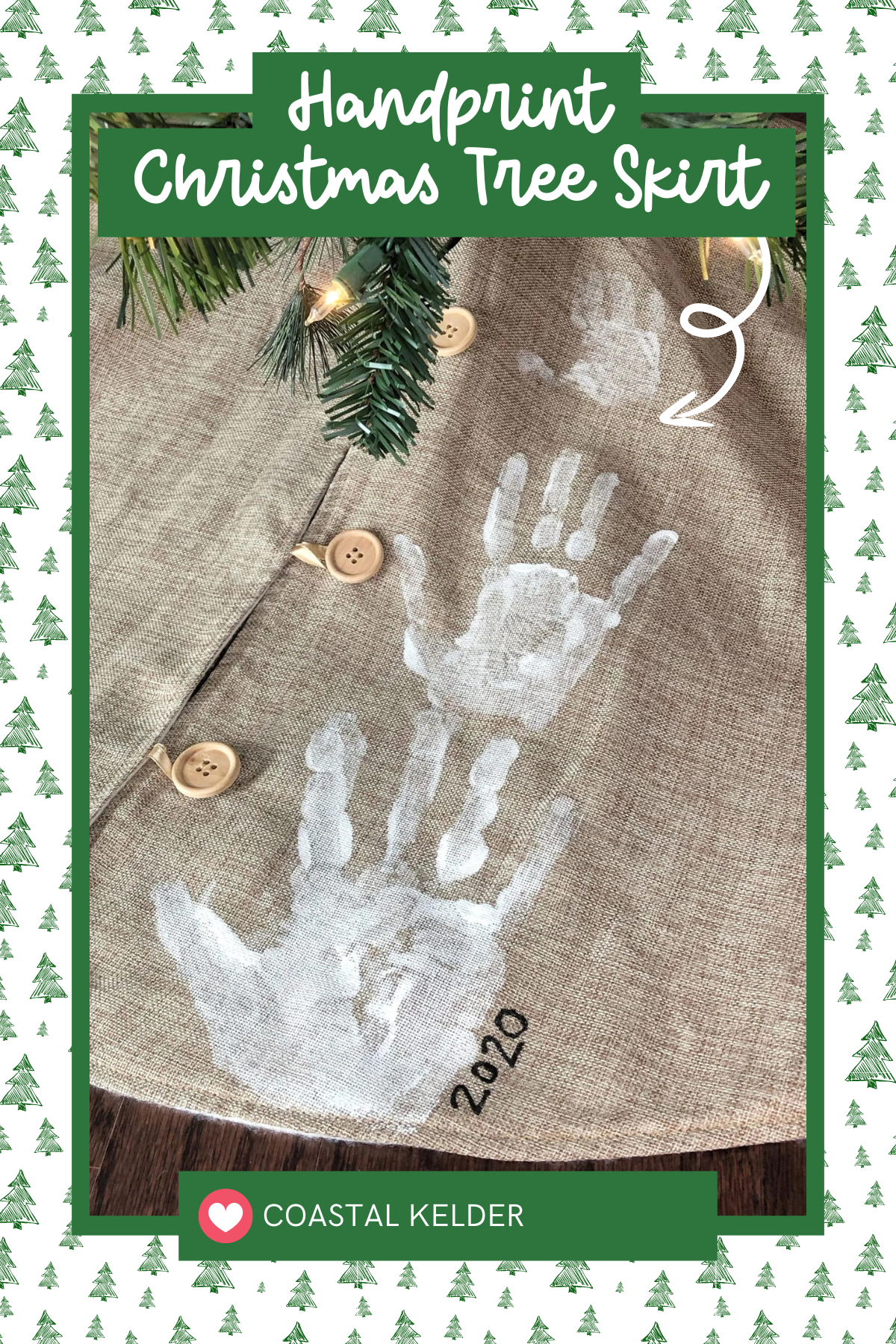 Looking for a Christmas keepsake? This handprint tree skirt is an adorable way to capture memories with your little ones. Each handprint becomes a cherished part of the holiday décor, making this skirt a sentimental favorite you'll treasure year after year.