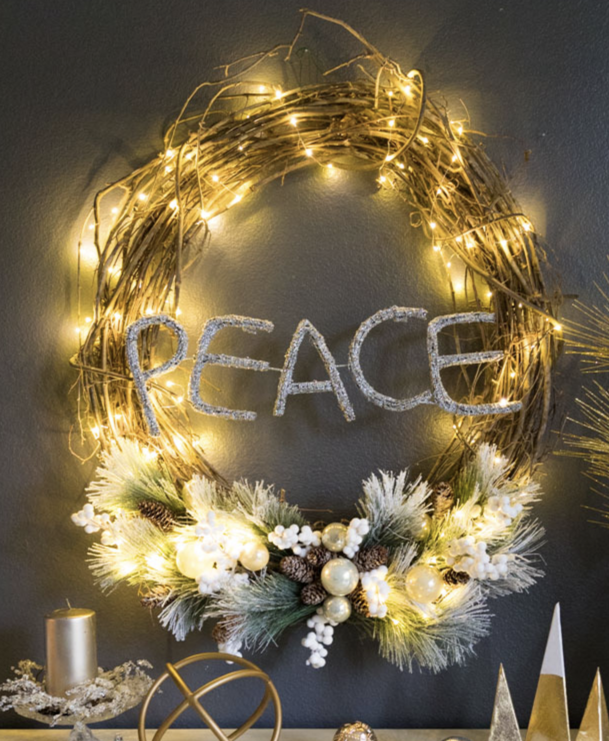 Light up your doorstep with this DIY lighted wreath that brings extra sparkle to your holiday decor. It’s a perfect way to spread cheer on dark winter nights. Learn how here.