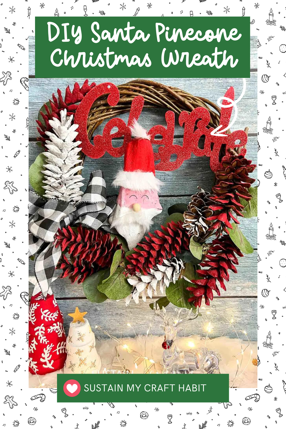 Get ready to channel some Santa Claus magic with this Festive DIY Santa Pinecone Wreath! With its jolly pinecones dressed up as Santa, this wreath brings a playful and rustic feel to your decor. It’s a fun project that’s great for involving the whole family.