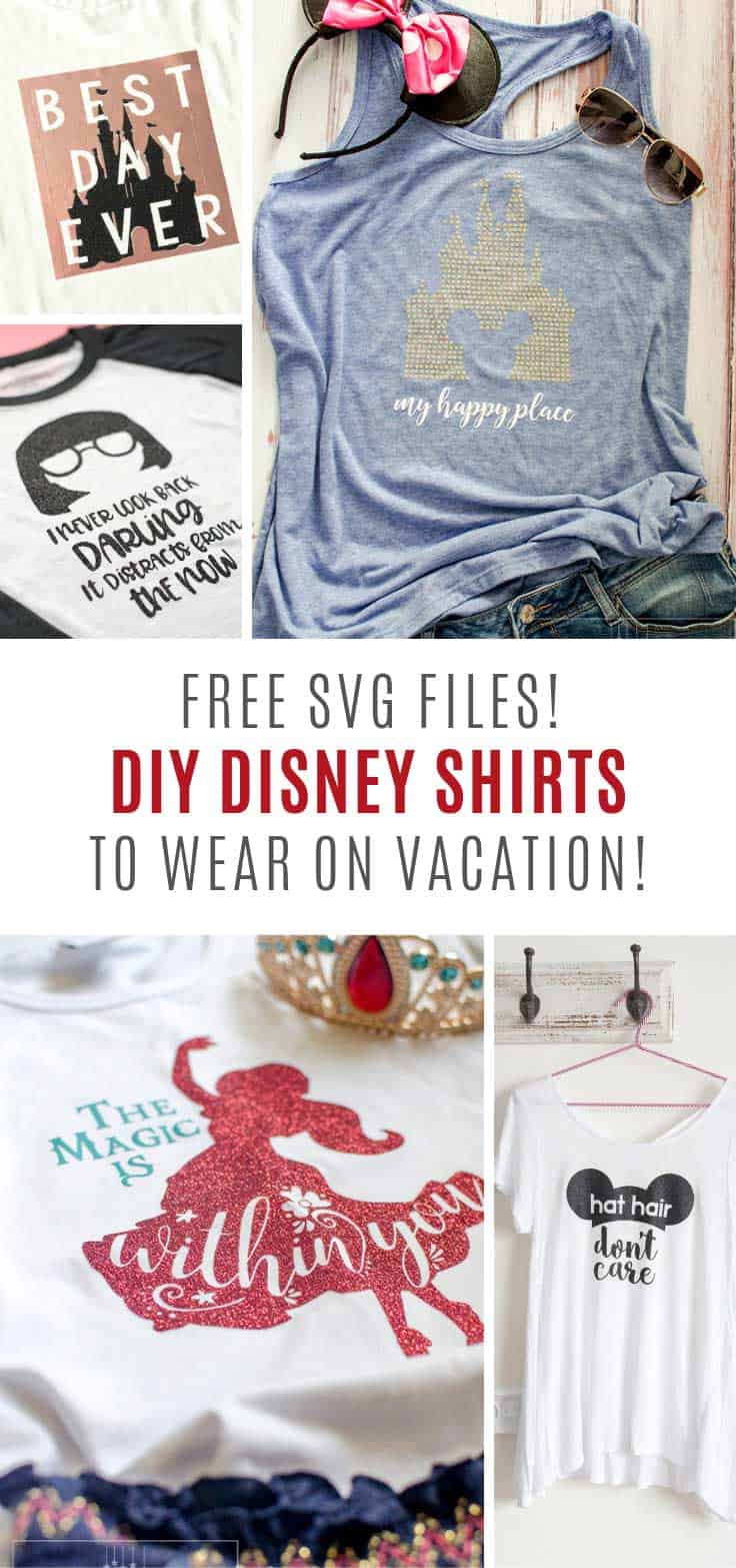 How CUTE are these DIY Disney shirts with free SVG files too!