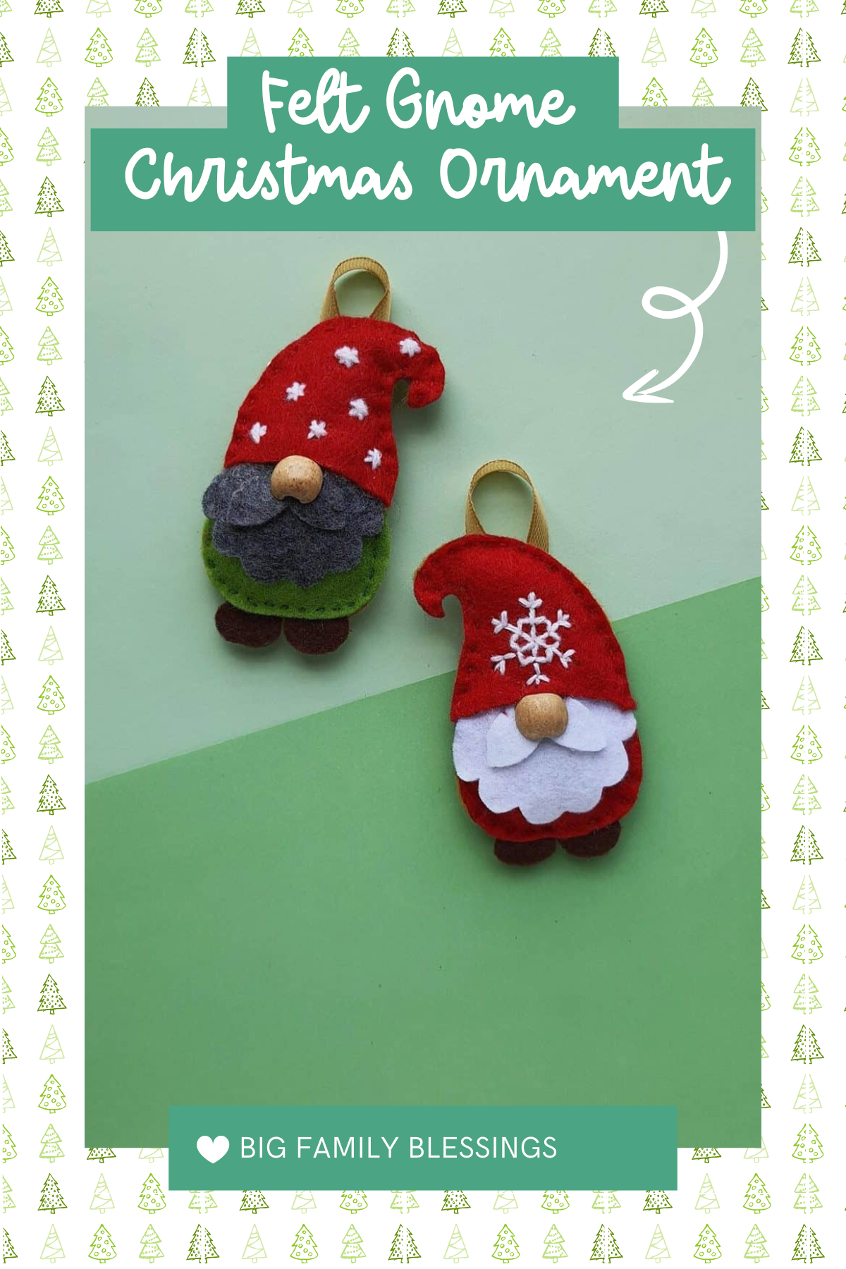 These charming little gnomes with their long beards and cute hats add a whimsical Scandinavian vibe to your Christmas tree! So easy to make with felt and a touch of creativity.