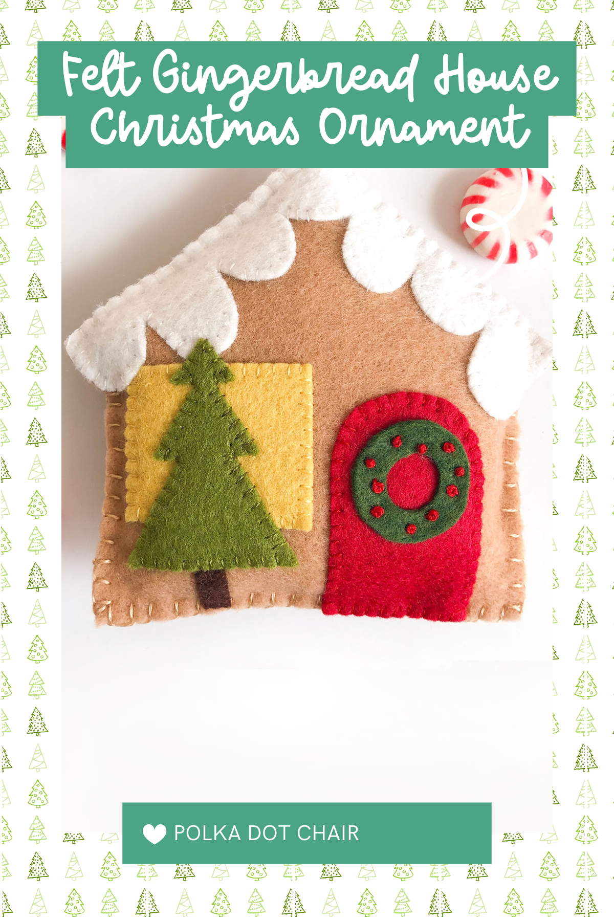 This felt gingerbread house is a sweet and festive way to decorate your tree! With its cute little details, it’s bound to be a family favorite.