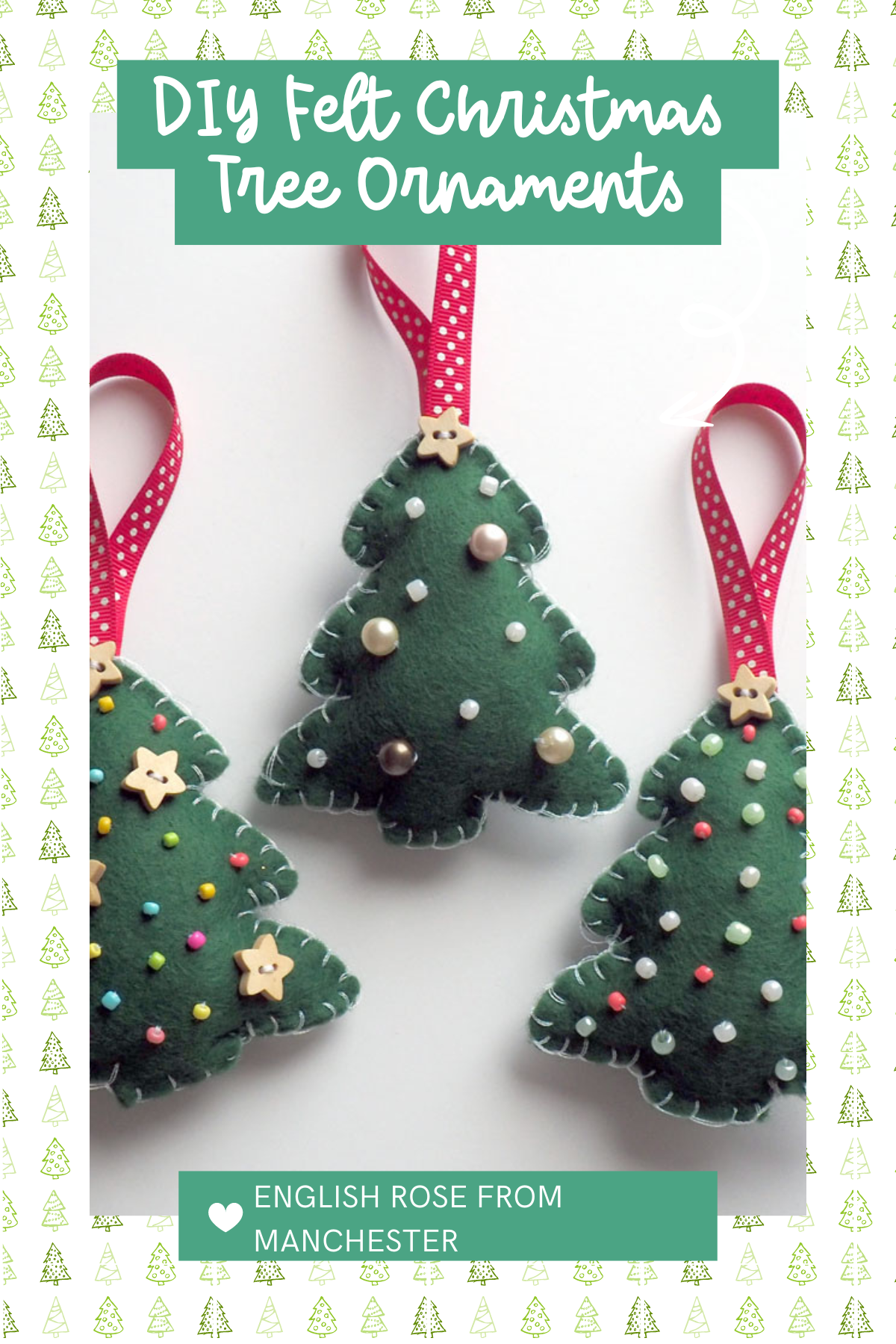 These minimalistic, colorful felt Christmas trees bring a pop of festive cheer and are perfect for adding a personal touch to your decor. Choose your own color scheme for a custom look!