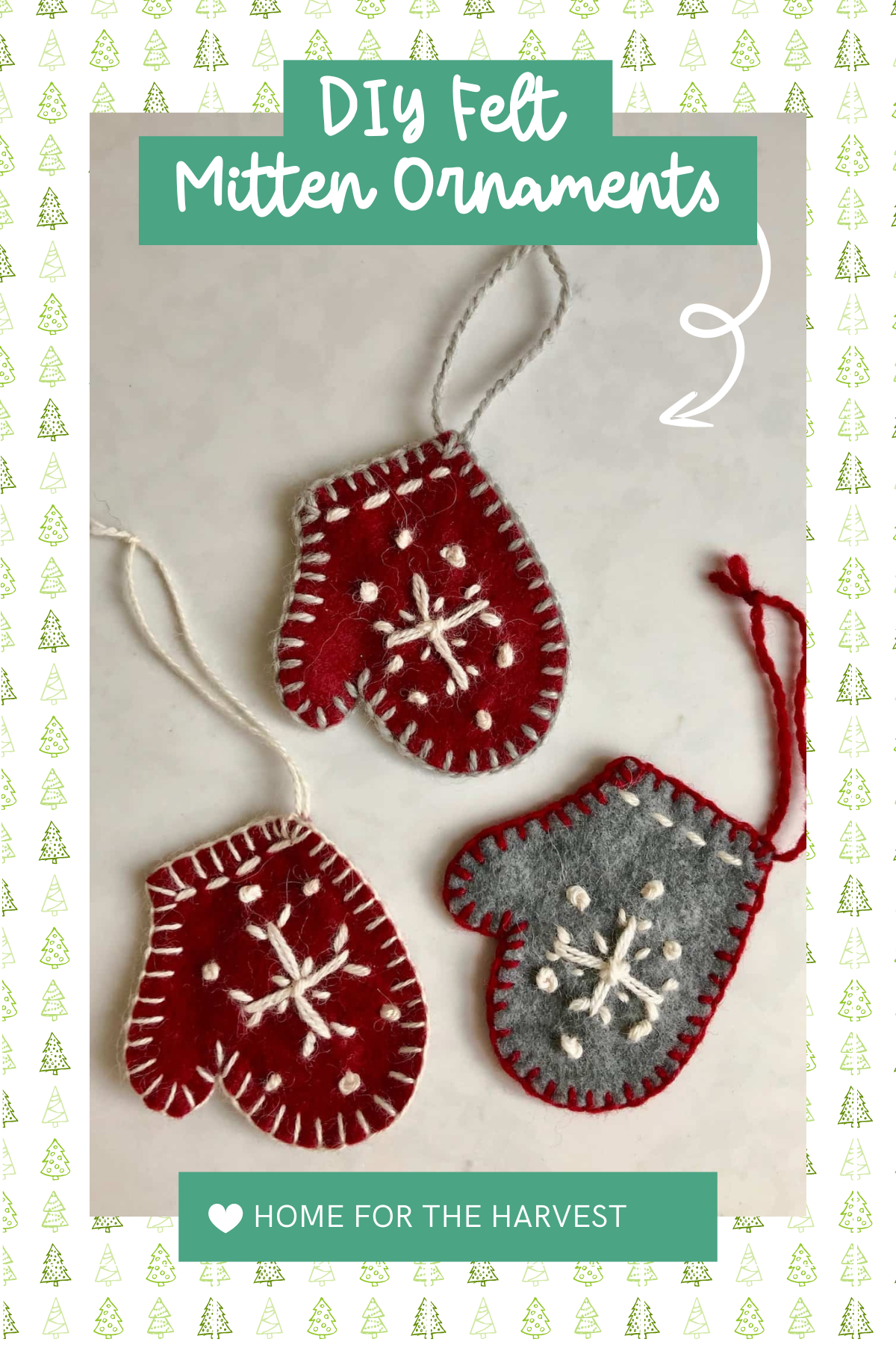 These cozy little felt mitten ornaments are perfect for giving your tree that wintery, handmade look. Add tiny embellishments for a personal touch!