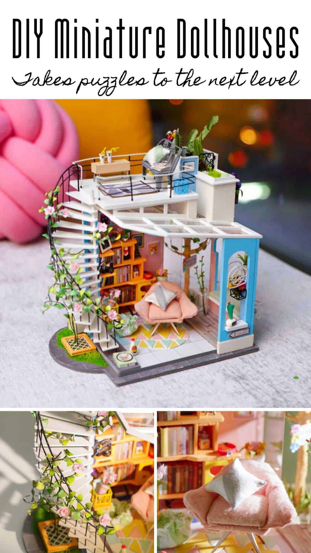 These DIY miniature dollhouse kits are mindblowing - they have so much detail in them! They're the perfect Christmas gift for the crafter on your list! #christmas
