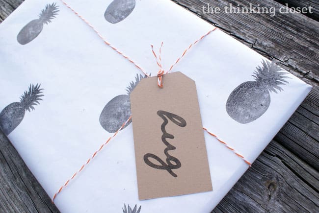 DIY Pineapple Stamped Wrapping Paper