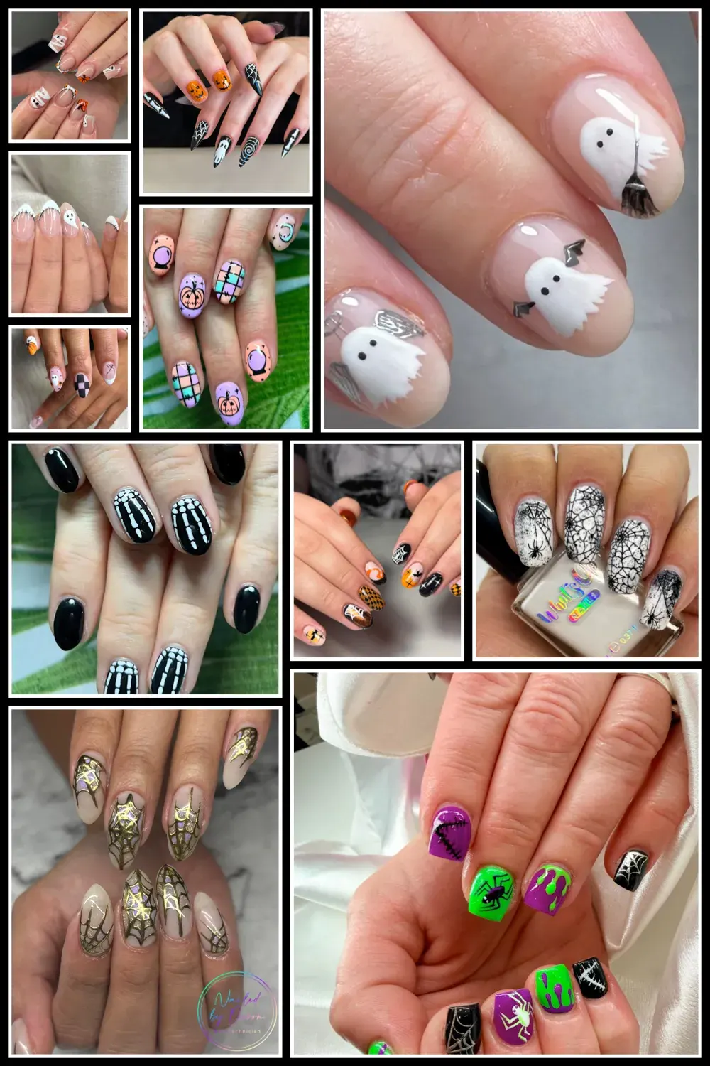 Looking for easy October nails? These DIY spooky nails are perfect for at home Halloween nails—ghosts, pumpkins, webs, and more! Get inspired with these cute and creepy designs. #DIYspookynails #halloweennails #athomenails