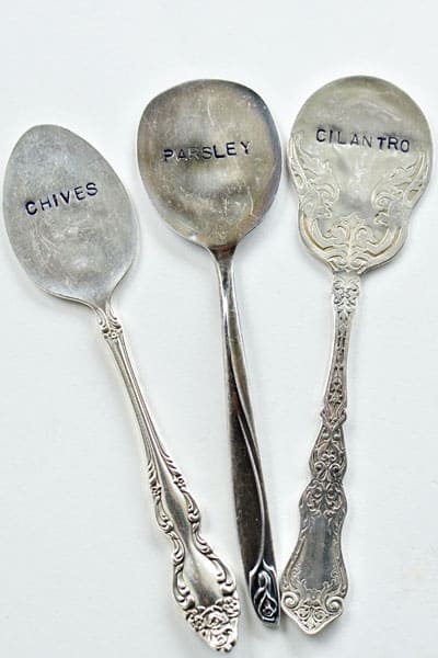 these vintage spoon plant markers would just add that something extra to a herb garden!