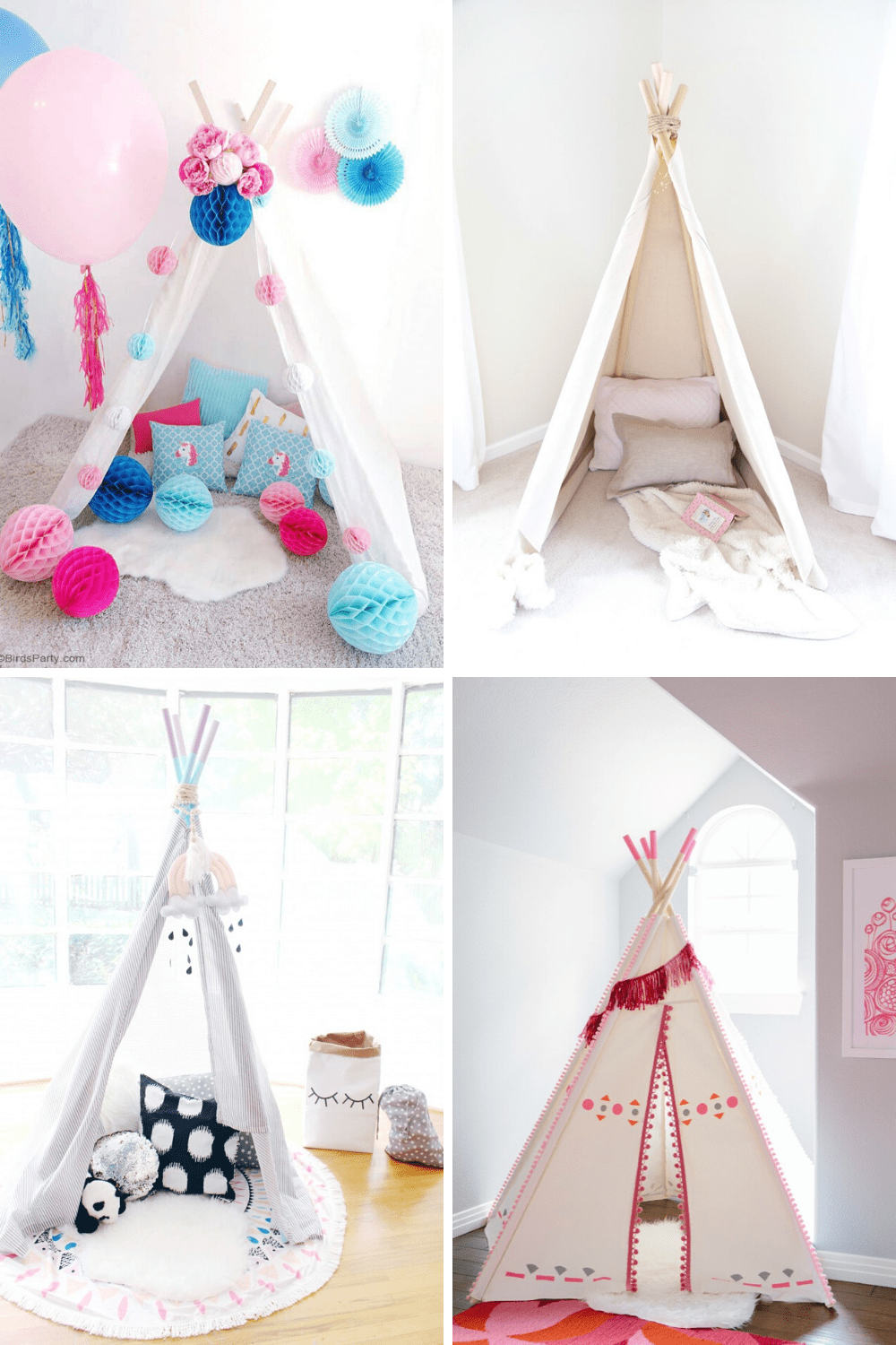 We love these DIY teepees for kids - they're perfect for playing in, snuggling up in and reading in