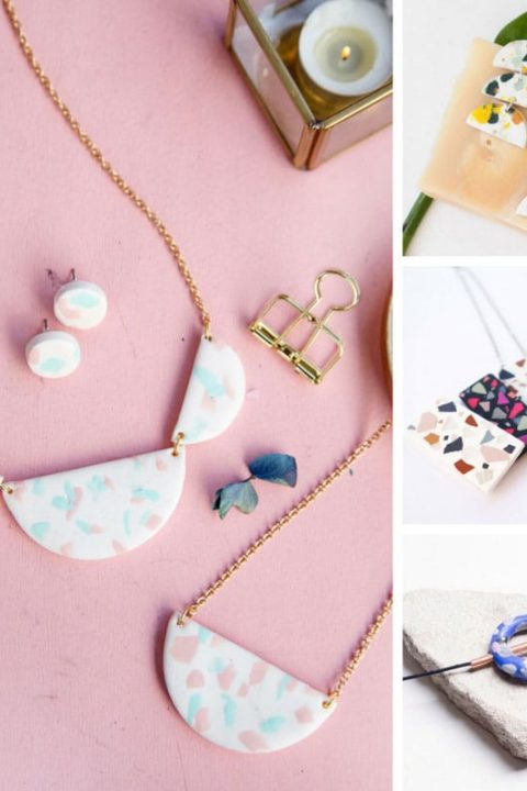 Terrazzo is super hot for 2018 so be on trend with one of these Terrazzo necklaces you can make at home!