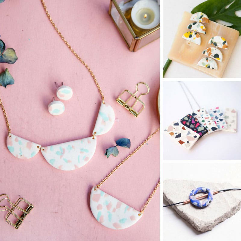 Terrazzo is super hot for 2018 so be on trend with one of these Terrazzo necklaces you can make at home!