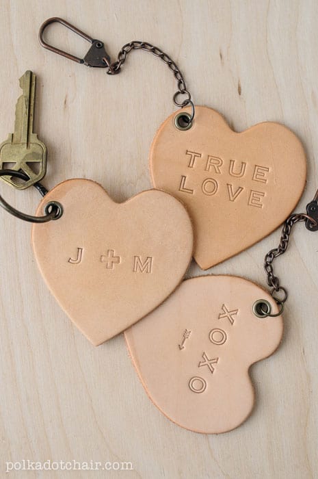 Leather Conversation Heart Keychains