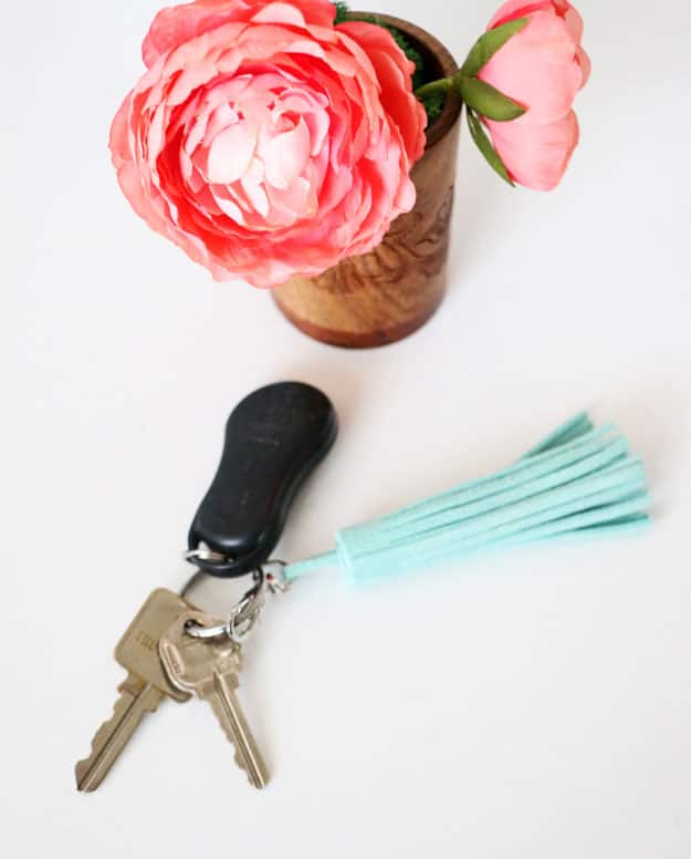 Easy DIY Leather Tassel Keychain