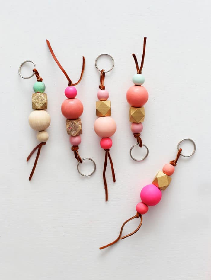 Wood Bead Keychains