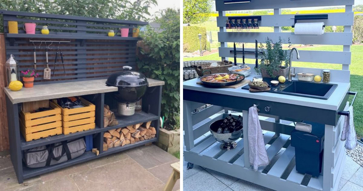 Create the perfect outdoor kitchen using wooden pallets! 🍽️✨ This fun and budget-friendly DIY project is great for entertaining and will make your backyard the ultimate party spot. 🎉🔨