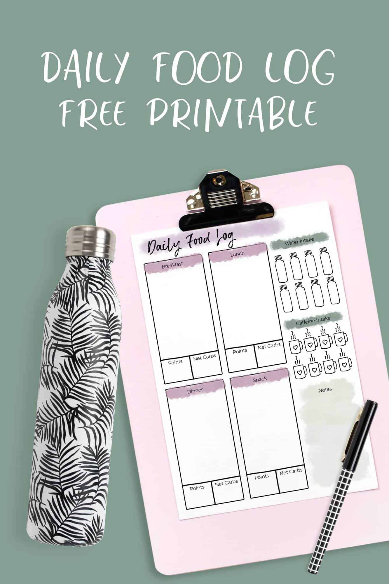 Download your free food log and water tracker printable and check out the cute ways to decorate your water bottle!