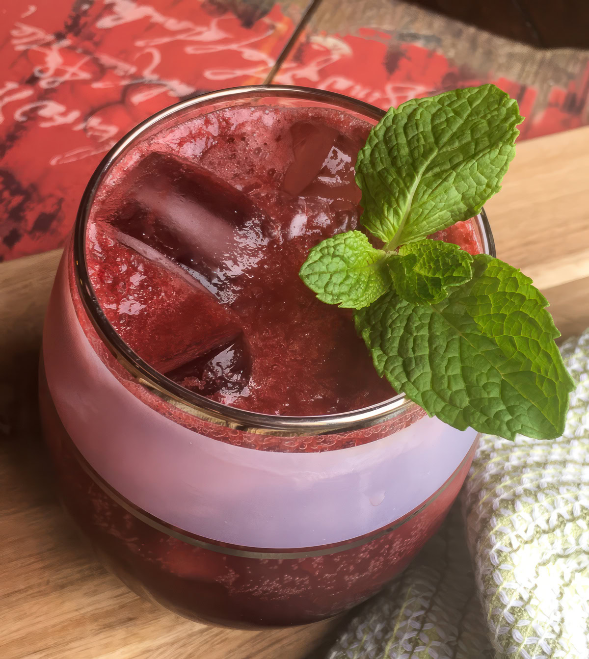 This fruity and refreshing beverage isn’t overly sweet thanks to the natural tartness of the cherries and fresh lime juice. A touch of honey adds just the right amount of sweetness to balance out the more tart flavors, while fresh mint adds a bright note to bring it all together.