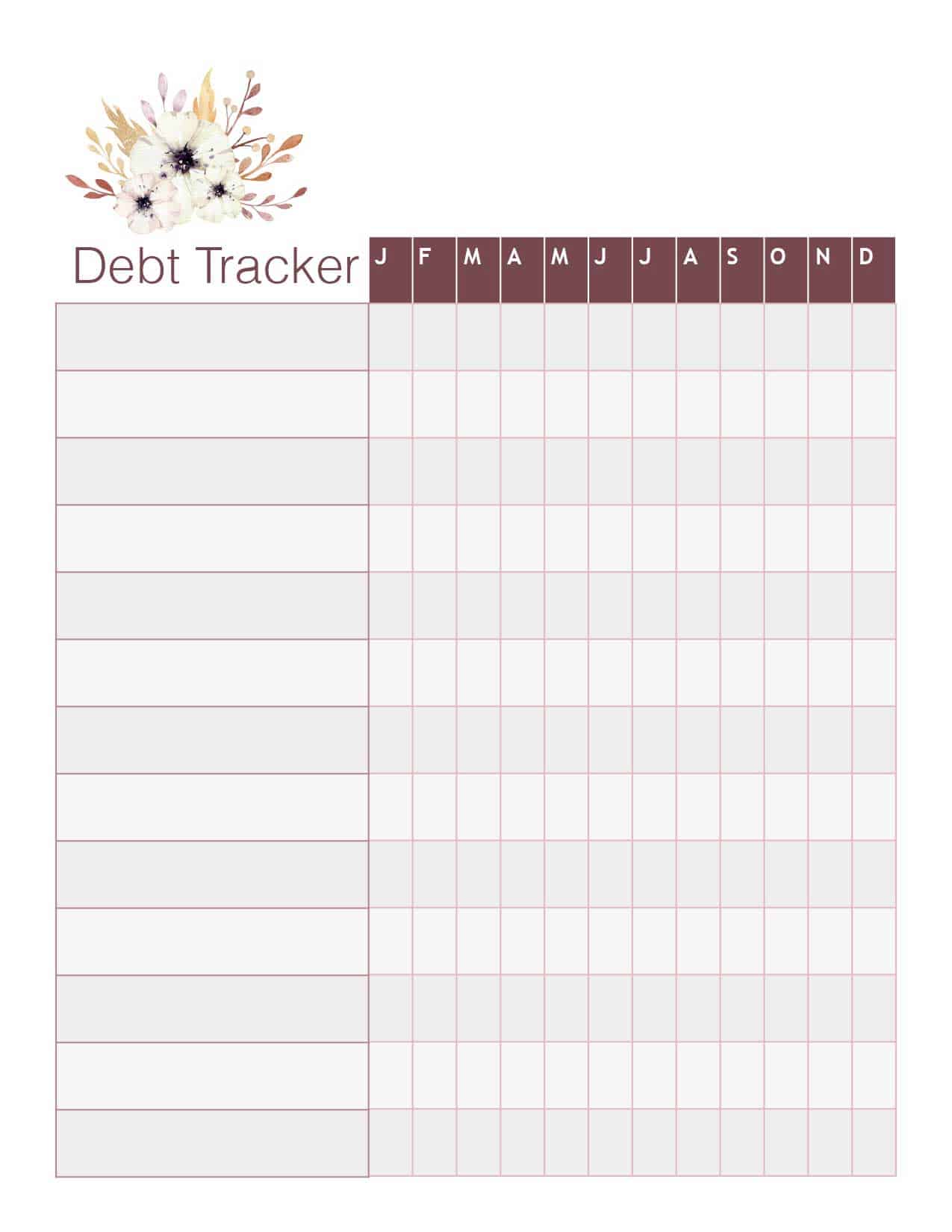 Download your free debt tracker printable