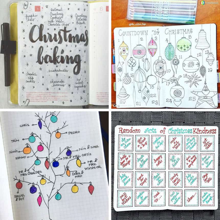 December Bullet Journal Christmas Planning Spreads