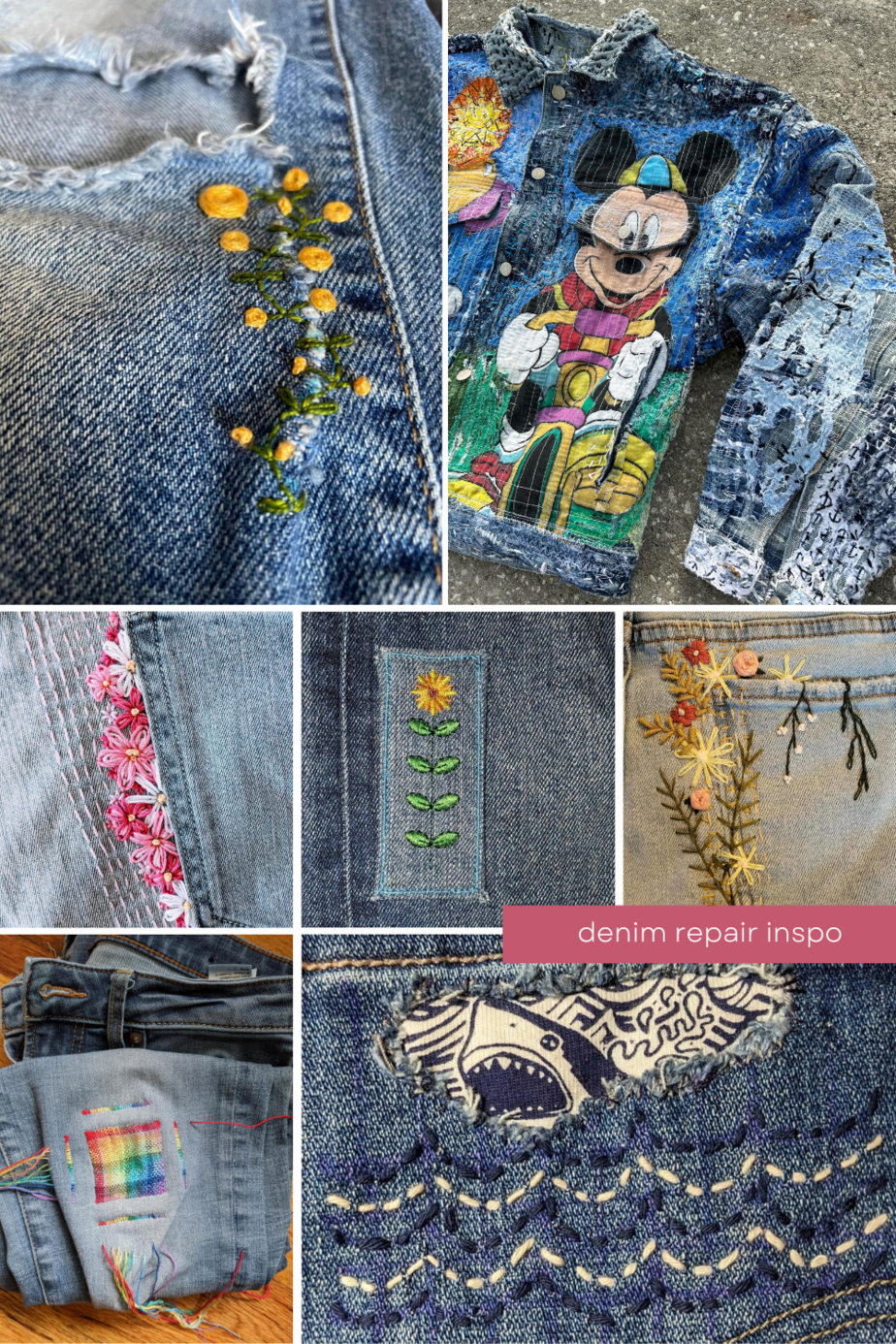 Discover creative ways to mend your jeans with denim embroidery