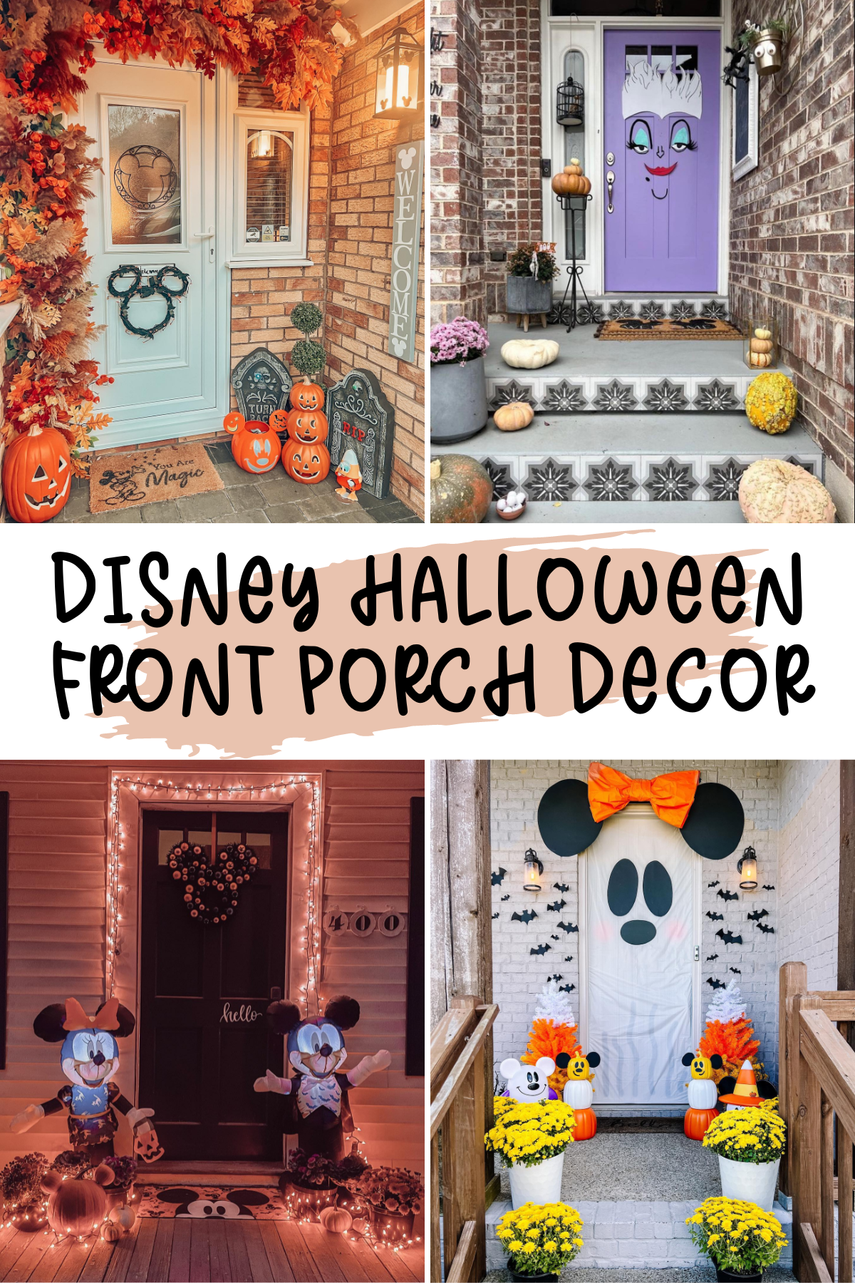 Turn your porch into a spook-tacular Disney haven! 🎃👻 From Mickey-shaped wreaths to glowing Minnie lanterns, these fun and magical decor ideas will bring Halloween to life. Perfect for Disney fans who want to add some frightful fun to their front door! ✨🏰 #DisneyHalloween #PorchDecor