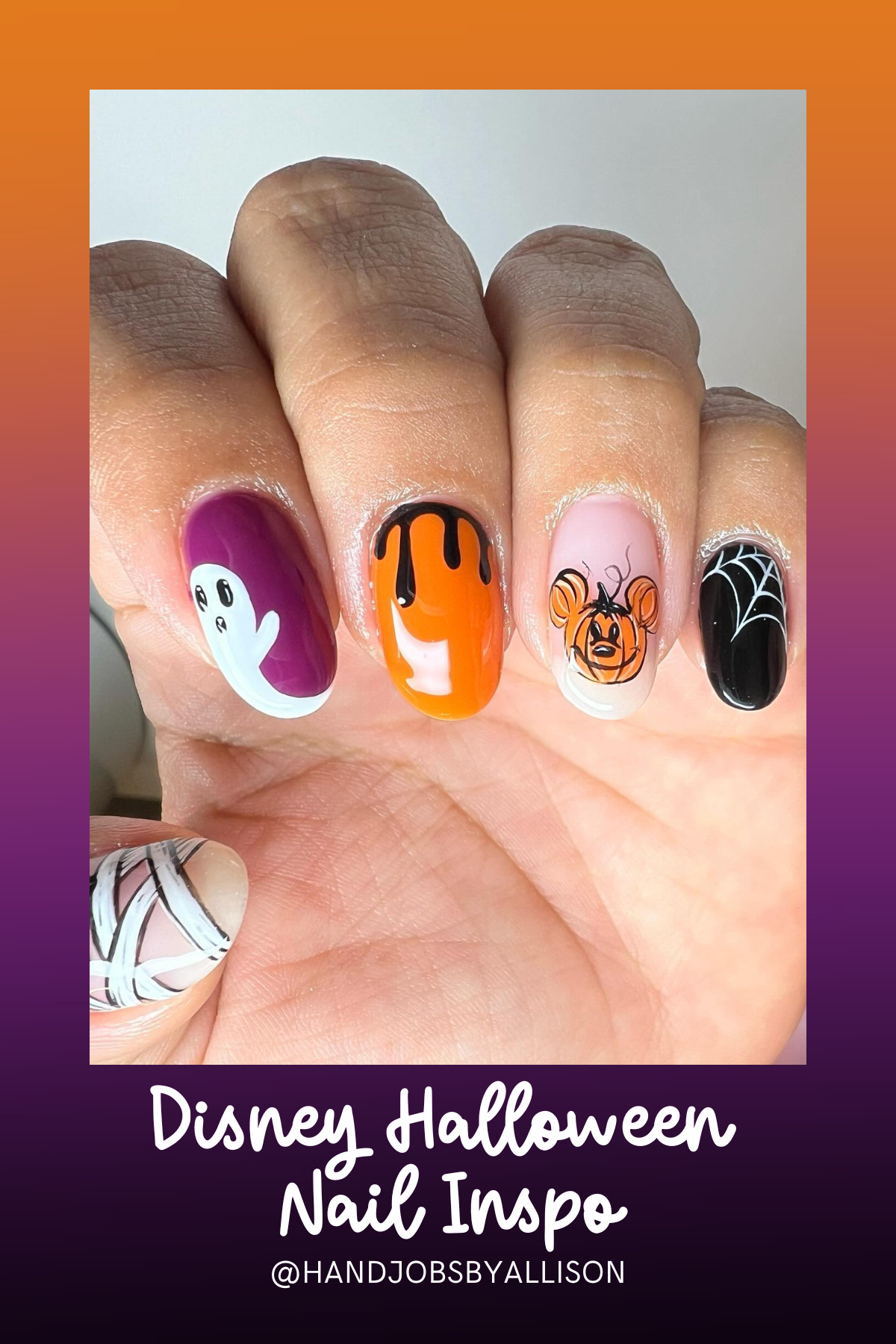 From adorable ghosts to dripping orange accents, this cute Disney design adds a touch of spooky to your everyday look!