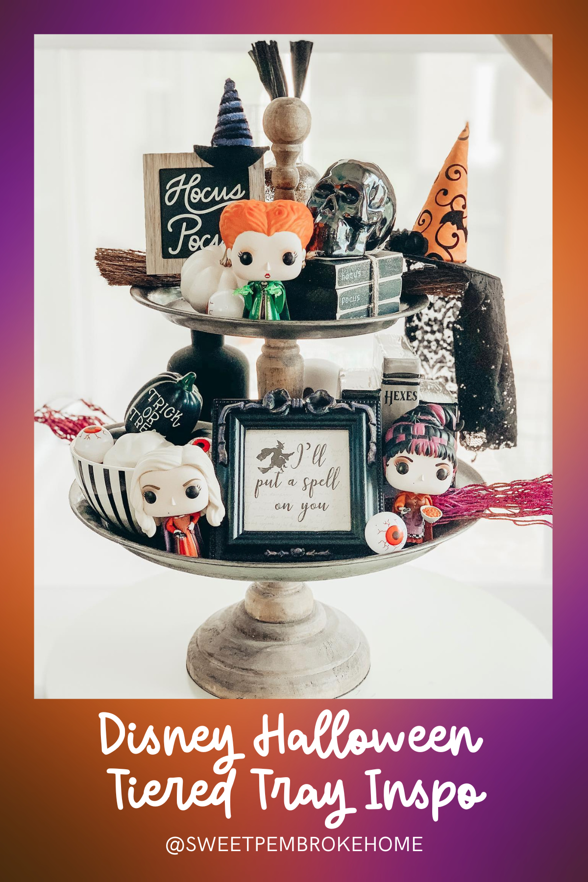 Hocus Pocus Charm: Inspired by the Sanderson Sisters from Hocus Pocus, this tray includes figurines and spooky touches, perfect for creating a magical, witchy vibe.