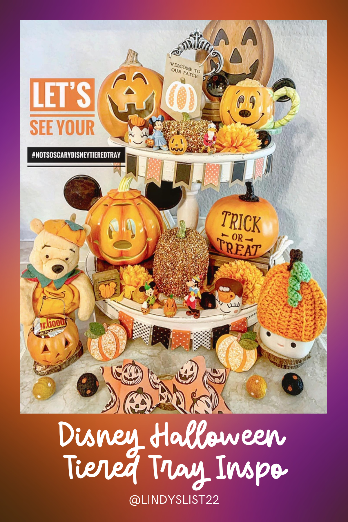 Pumpkin Patch Magic: With a mix of adorable plushes and pumpkin-themed decor, this tray showcases a vibrant orange and fall-themed Disney magic ready for trick-or-treaters.