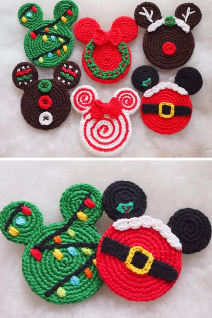 Disney Mickey Mouse Head Christmas Ornaments Crochet Pattern